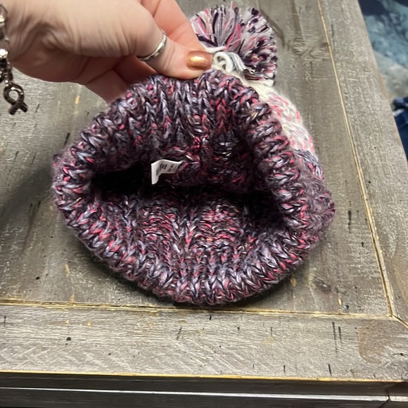 Nordstrom’s rack BP ivory, purple beanie/snow cap - Picture 2 of 4